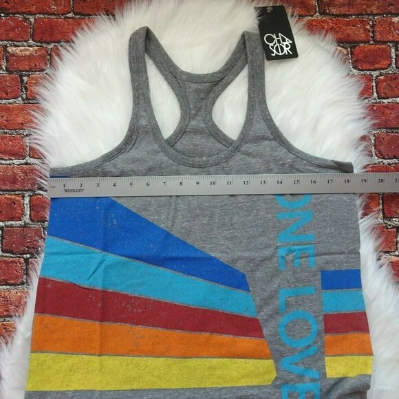 Chaser One Love Tank Top Pride Rainbow Gray 🌈 Active Athleisure NWT L - Picture 9 of 11
